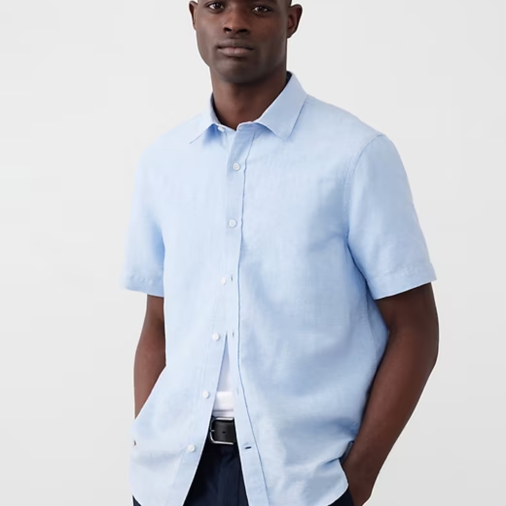 Banana Republic Blue Linen Casual Button Down Shirt